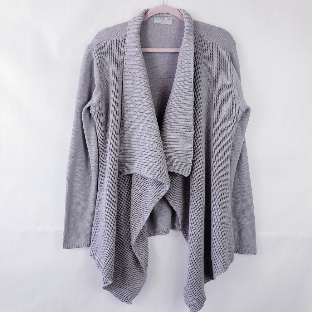 Aspire Womens Open Cardigan Knit Sweater Gray XL Waterfall
